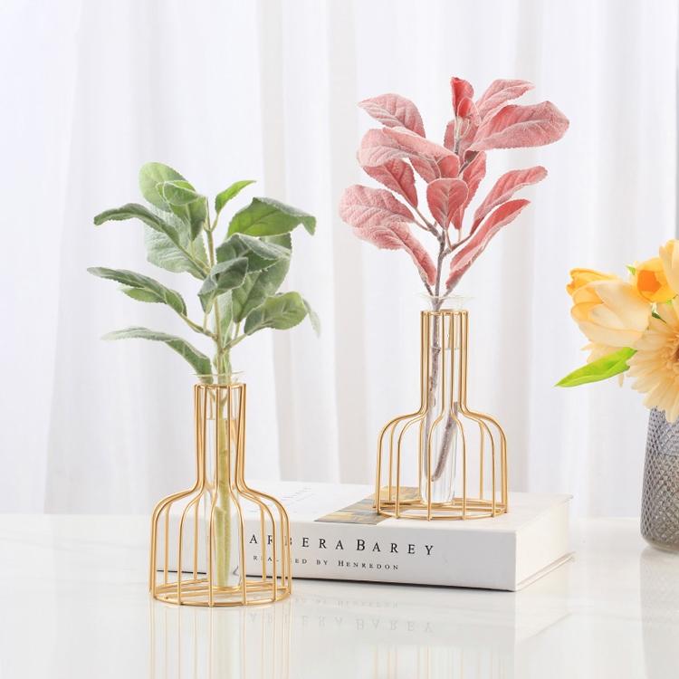 Black Wrought Iron Hydroponic Glass Flower Decoration - No Fake Flowers - Gold