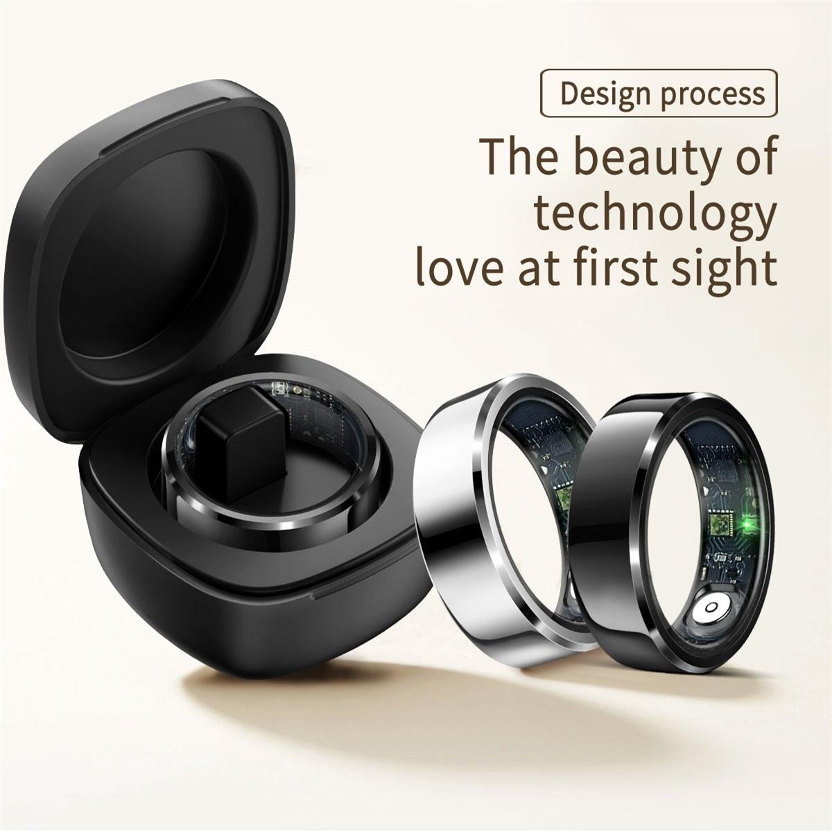 Smart Ring With Heart Rate Blood Oxygen And Sleep Monitoring - Size 9 - Black