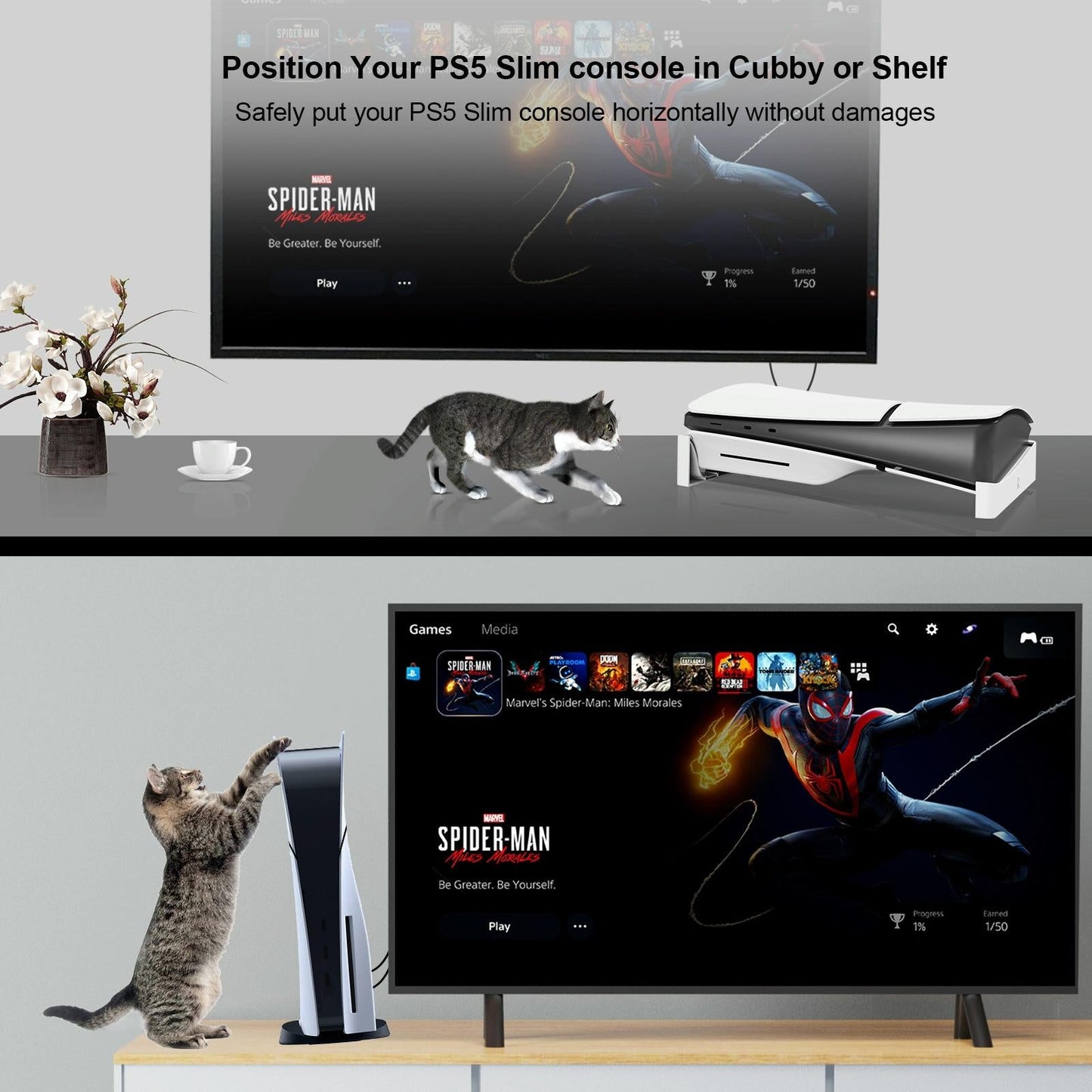 Universal Horizontal Stand For Ps5 Slim - Digital / Optical Drive Version - Black