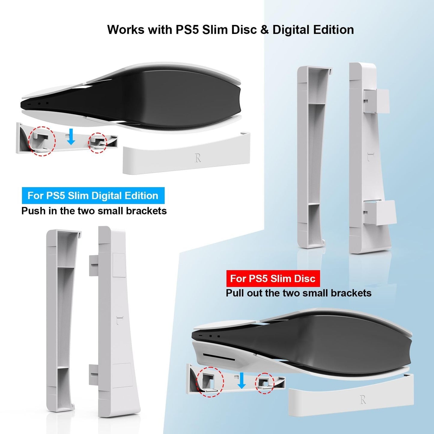 Universal Horizontal Stand For Ps5 Slim - Digital / Optical Drive Version - Black