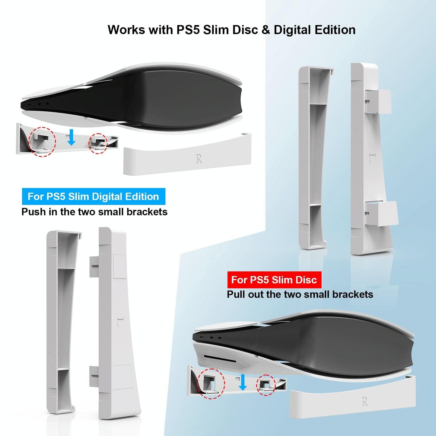 Universal Horizontal Stand For Ps5 Slim - Digital / Optical Drive Version - Black