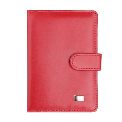 Passport & Card Holder With Buckle Clip Pu Protection - Red