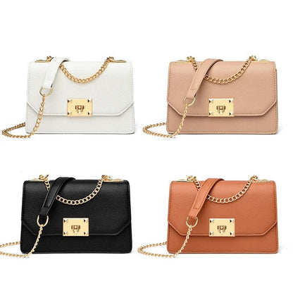Small Square Flap Lock Crossbody Bag For Women - White