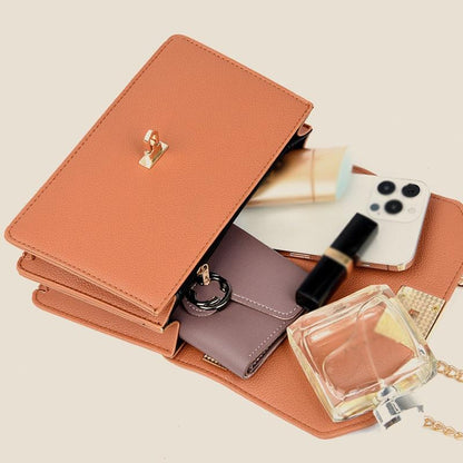 Small Square Flap Lock Crossbody Bag For Women - White