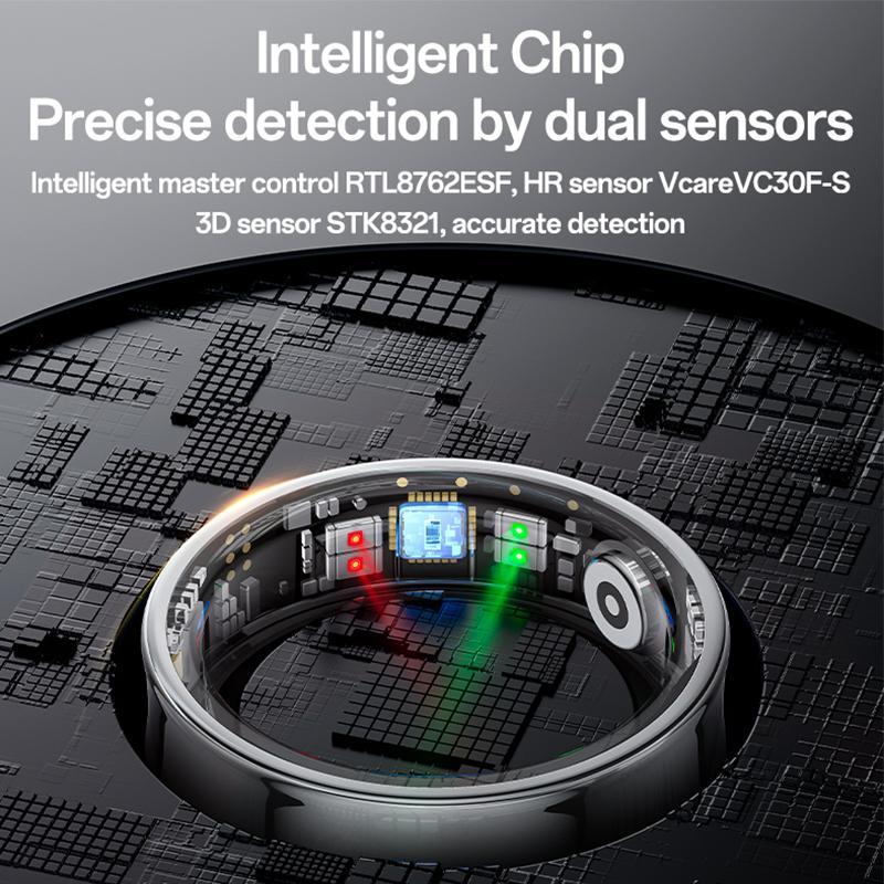 Smart Health Ring Temp Heart Rate Bp Reminder Black - 57Mm