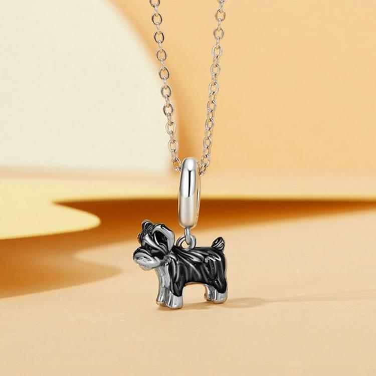 925 Sterling Silver Schnauzer Bracelet With Gold Beads