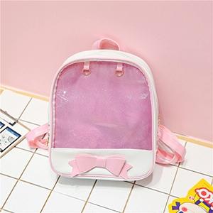 Mini Clear Kids Backpack With Bow - Perfect For School - Pink