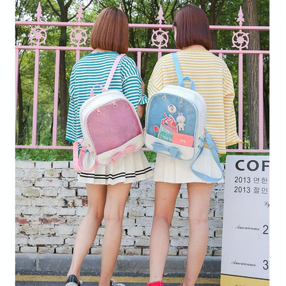 Mini Clear Kids Backpack With Bow - Perfect For School - Pink