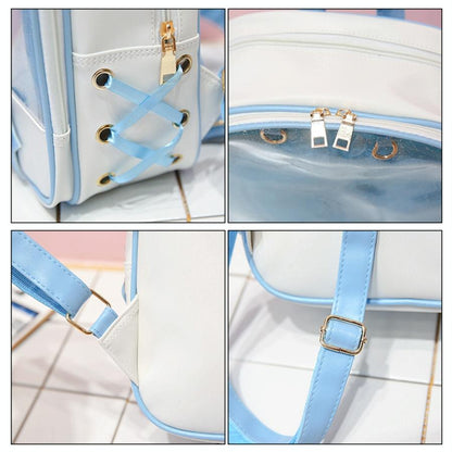 Mini Clear Kids Backpack With Bow - Perfect For School - Pink