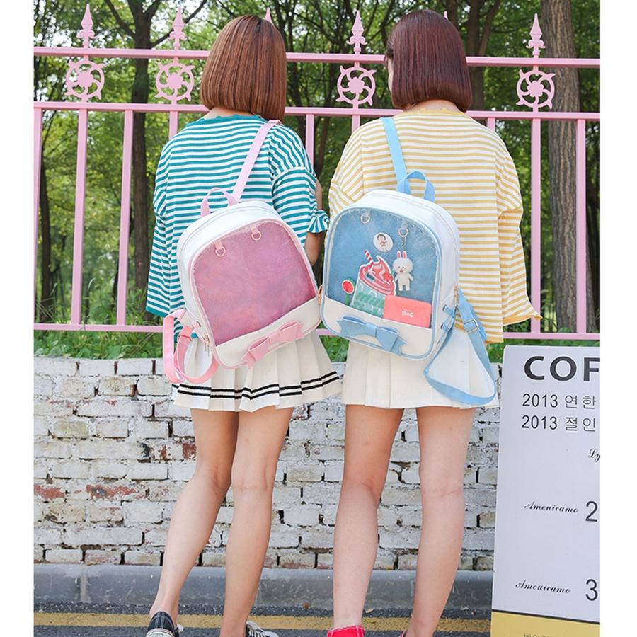 Mini Clear Kids Backpack With Bow - Perfect For School - Pink