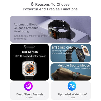 2.03 Inch Ip67 Waterproof Smart Watch Support Heart Rate / Blood Oxygen Monitoring Black