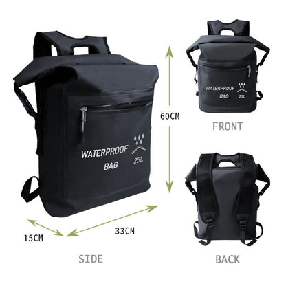 25L Waterproof Beach Bag For Swimming And Upstream Activities Black