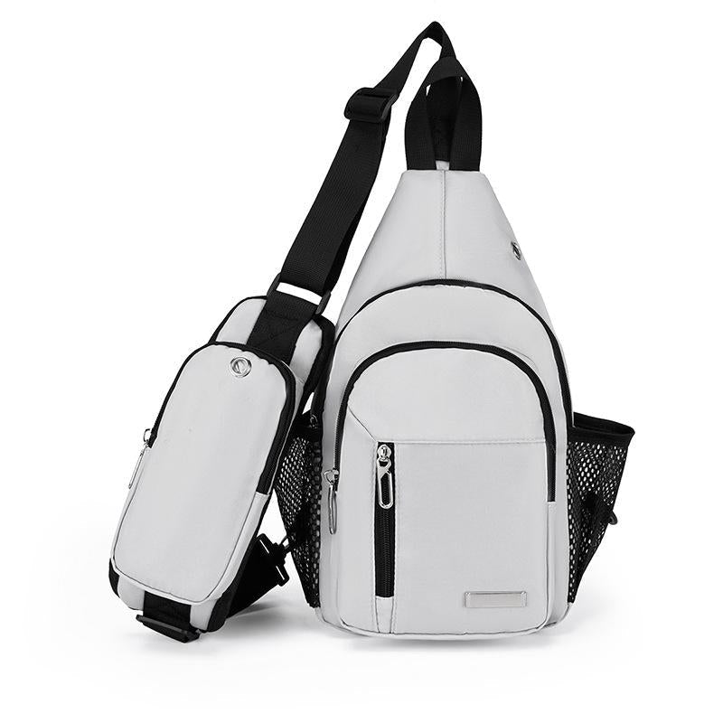 Men Oxford Cloth Chest Bag Casual Crossbody Shoulder Backpack - Black