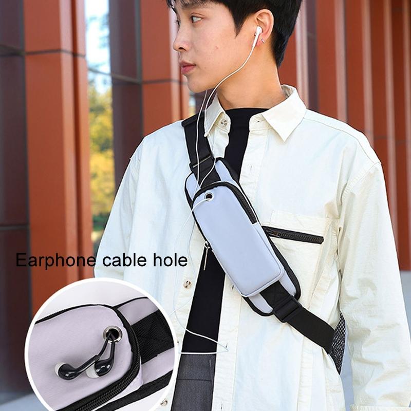 Men Oxford Cloth Chest Bag Casual Crossbody Shoulder Backpack - Black