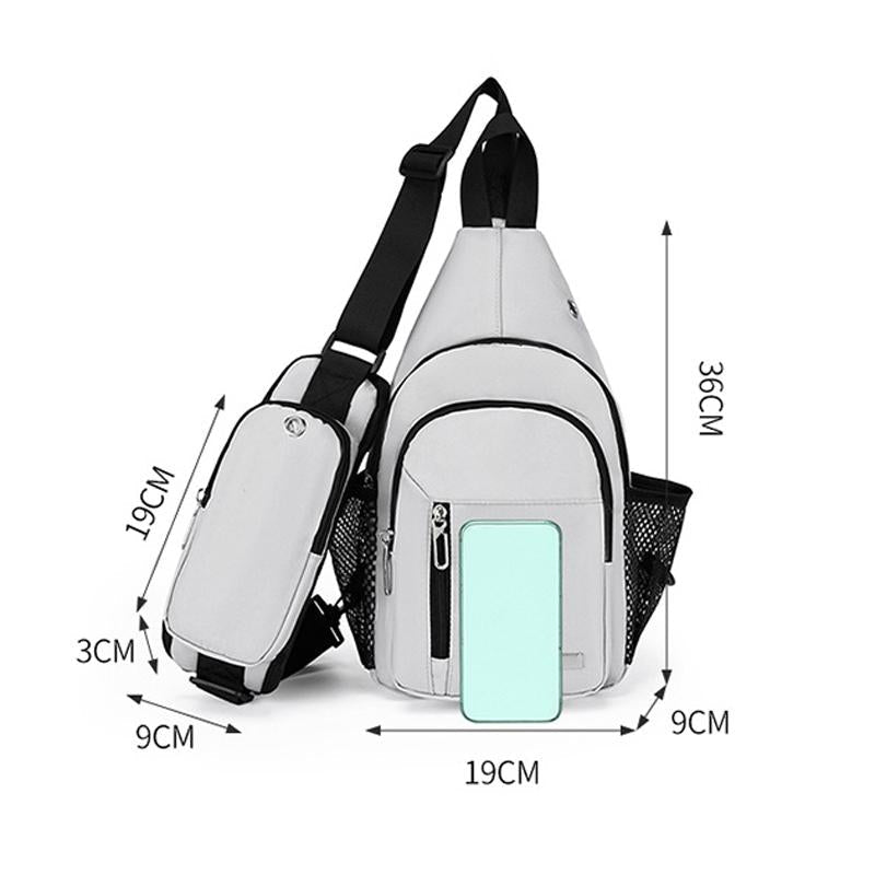 Men Oxford Cloth Chest Bag Casual Crossbody Shoulder Backpack - Black