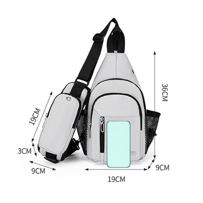 Men Oxford Cloth Chest Bag Casual Crossbody Shoulder Backpack - Black