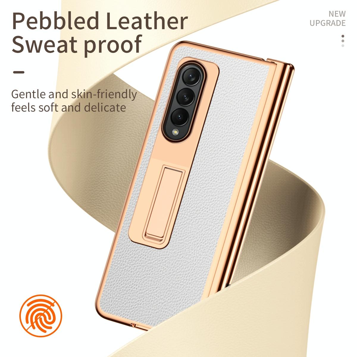 Premium Litchi Leather Hinged Phone Case for Samsung Galaxy z Fold 4 - with Pen - Green