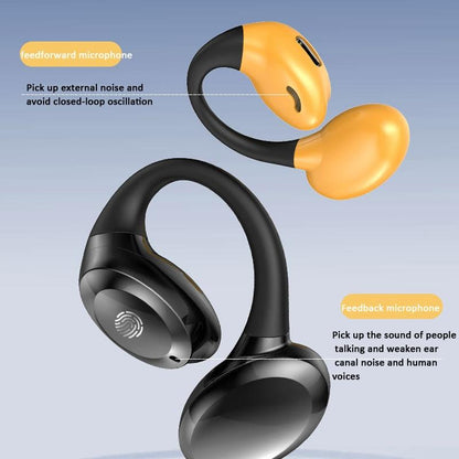 Waterproof Touch Control Wireless Earphones with Ear-hook for Sports - Black