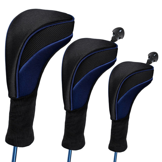 3-In-1 Golf Club Head Cover - No.1 No.3 No.5 - Protective - Blue