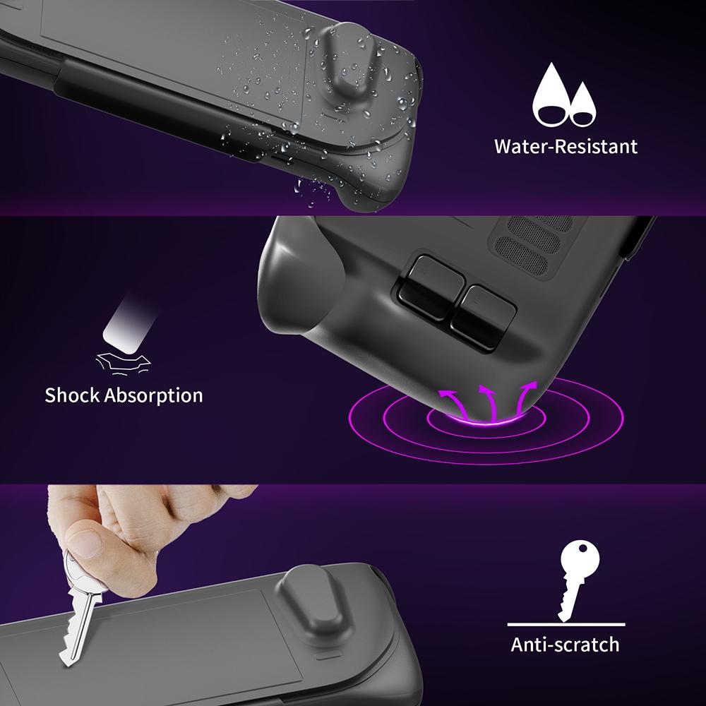 Steam Deck Protective Case & Cover Set with Bracket - Black