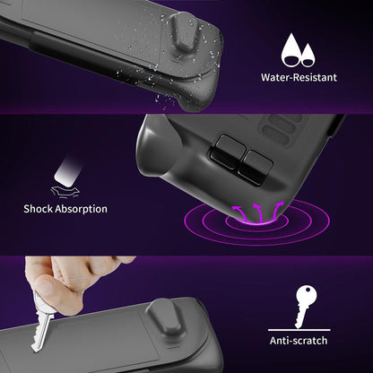 Steam Deck Protective Case & Cover Set with Bracket - Black
