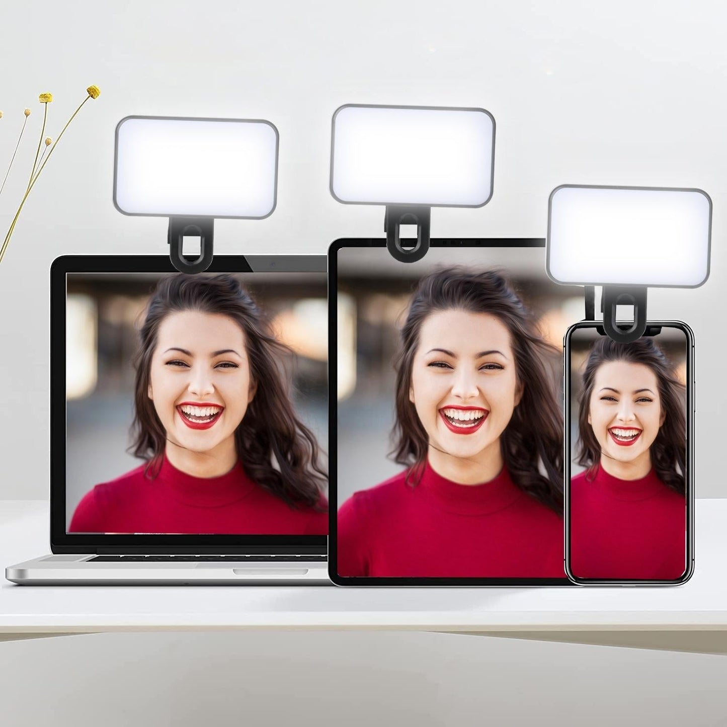 Rechargeable Selfie Light for Phone Laptop Tablet - Black