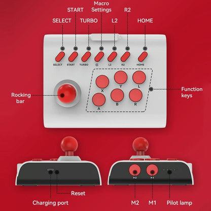 Wireless Bluetooth Gamepad For 2.4G Joystick Gaming - White Red