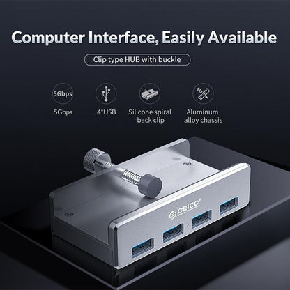 Aluminum 4-Port Usb3.0 Clip Hub Black - Sya00669801A