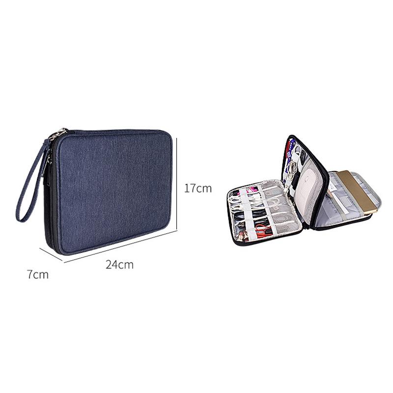 Waterproof Multi-function Storage Bag for Digital Accessories Earphones and Data Cables - Black