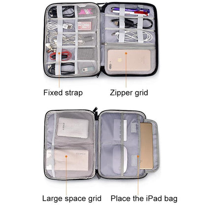 Waterproof Multi-function Storage Bag for Digital Accessories Earphones and Data Cables - Black