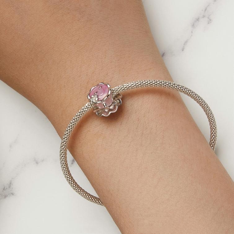 925 Sterling Silver Flower Beaded Bracelet For Coffee Lovers