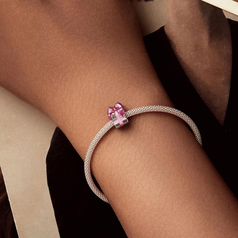 925 Sterling Silver Platinum Plated Bow Diy Beads In