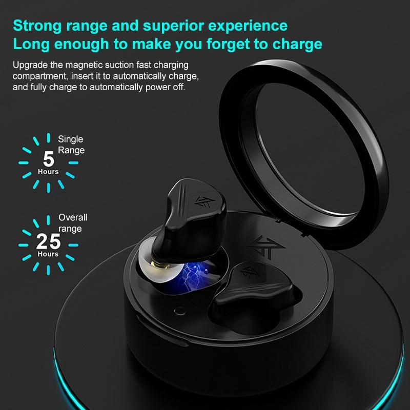 Obsidian Black Kz-vxs Ten-unit Coil Iron Bluetooth Earphones for Sports
