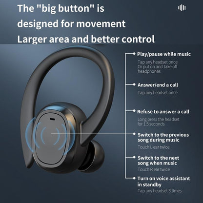 Wireless Stereo Earphones with Charging Case - Black