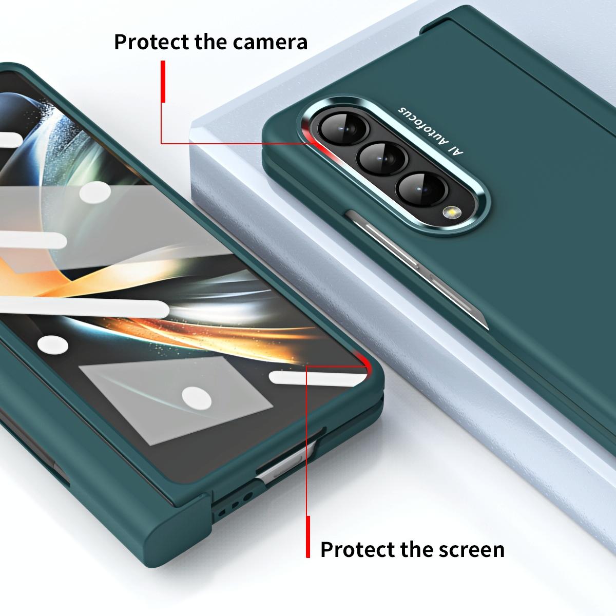 For Samsung Galaxy Z Fold4 5G Samsung Fold 4 Hinge Flip Case - Two Tone Contact Lens - Black