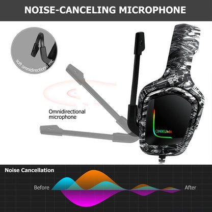 Surround Sound Pc Gaming Headset With Mic & Rgb - Black Gray