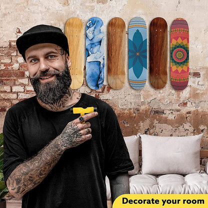 Black Wall Mount for Four-wheel Skateboard - Transparent