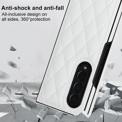 Foldable Microfiber Phone Case for Samsung Galaxy z Fold 4 - Rhombic Design - Black