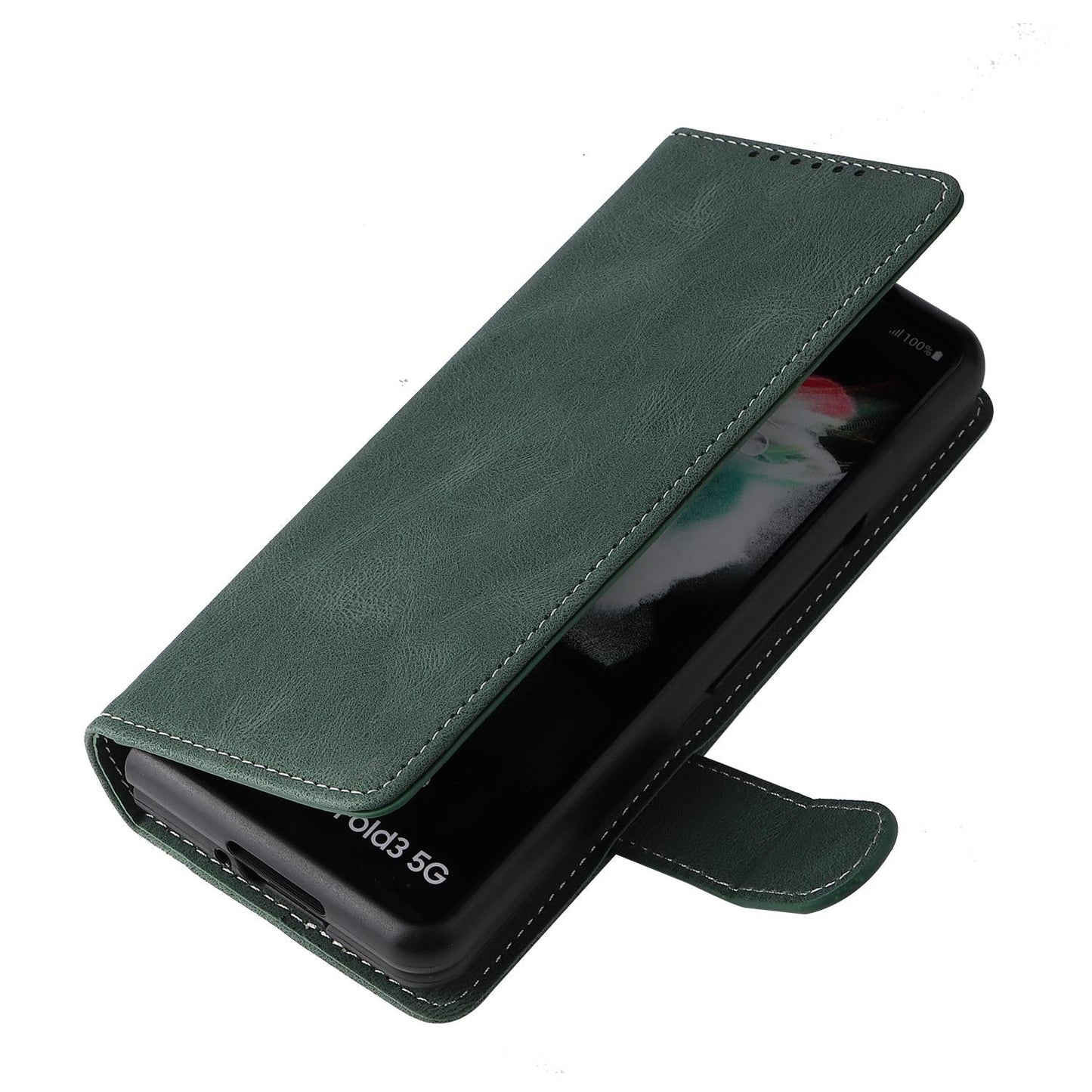 Foldable Leather Case for Samsung Galaxy z Fold 4 / 5g - Detachable - Dark Green