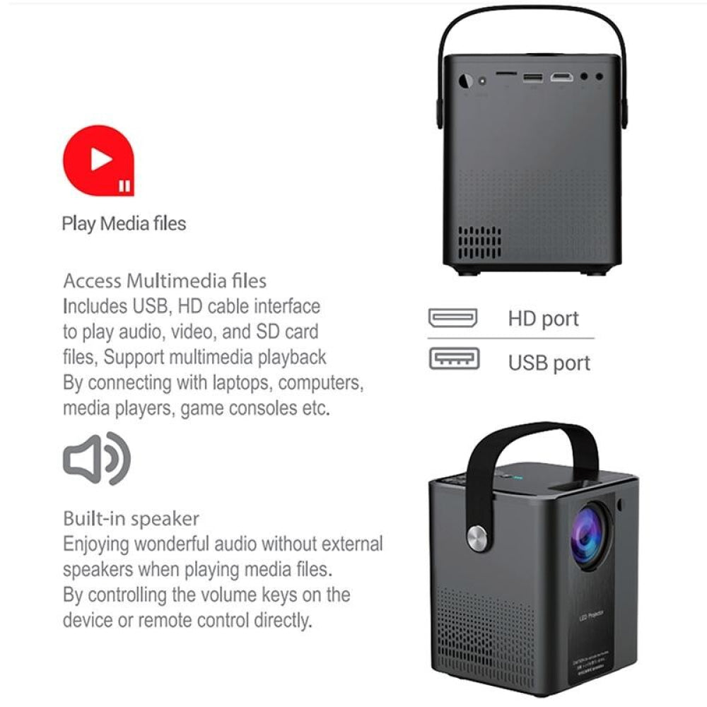 C500 Portable Mini Led Home Hd Projector - White Same Screen Version
