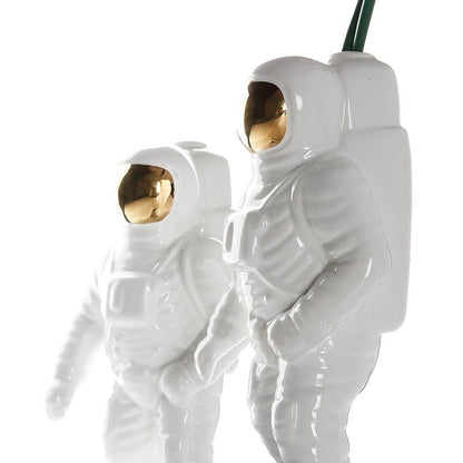 Spacewalker Ceramic Vase With Dried Flowers - Tabletop Decor Tool - White