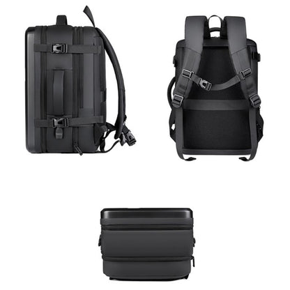 Waterproof Expandable Hard Shell Backpack with Usb Charging - Large Capacity Black - 161 Light Grey