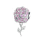 925 Sterling Silver Platinum Plated Zircon Flower Beads