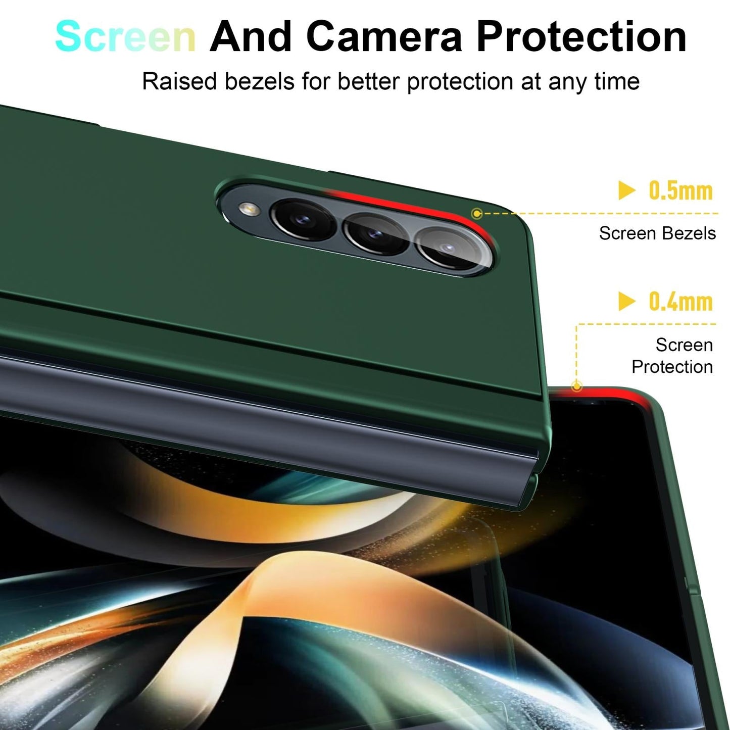Foldable Phone Case with Holder for Samsung Galaxy z Fold 4 - Full Coverage - Black