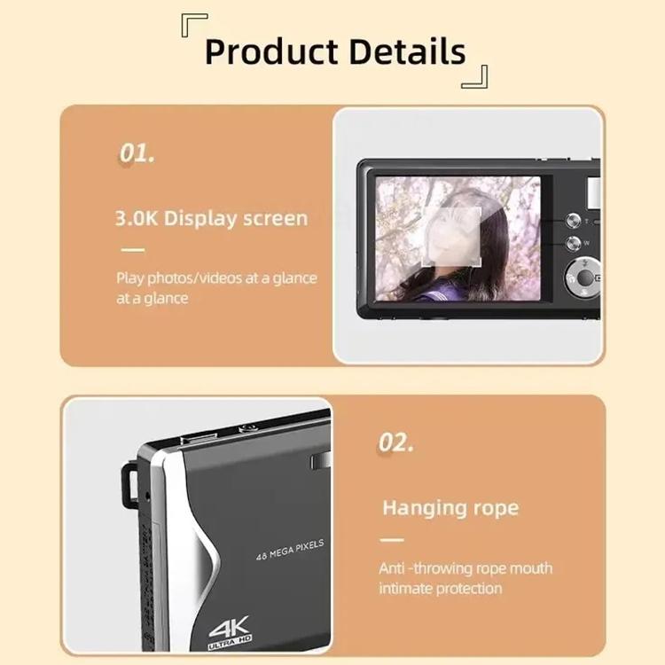3.0-Inch Autofocus 4K Hd Digital Camera With Hd Screen - Black