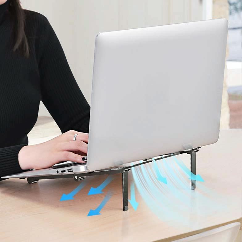 Foldable Metal Laptop Stand for Cooling and Ergonomic - Gray