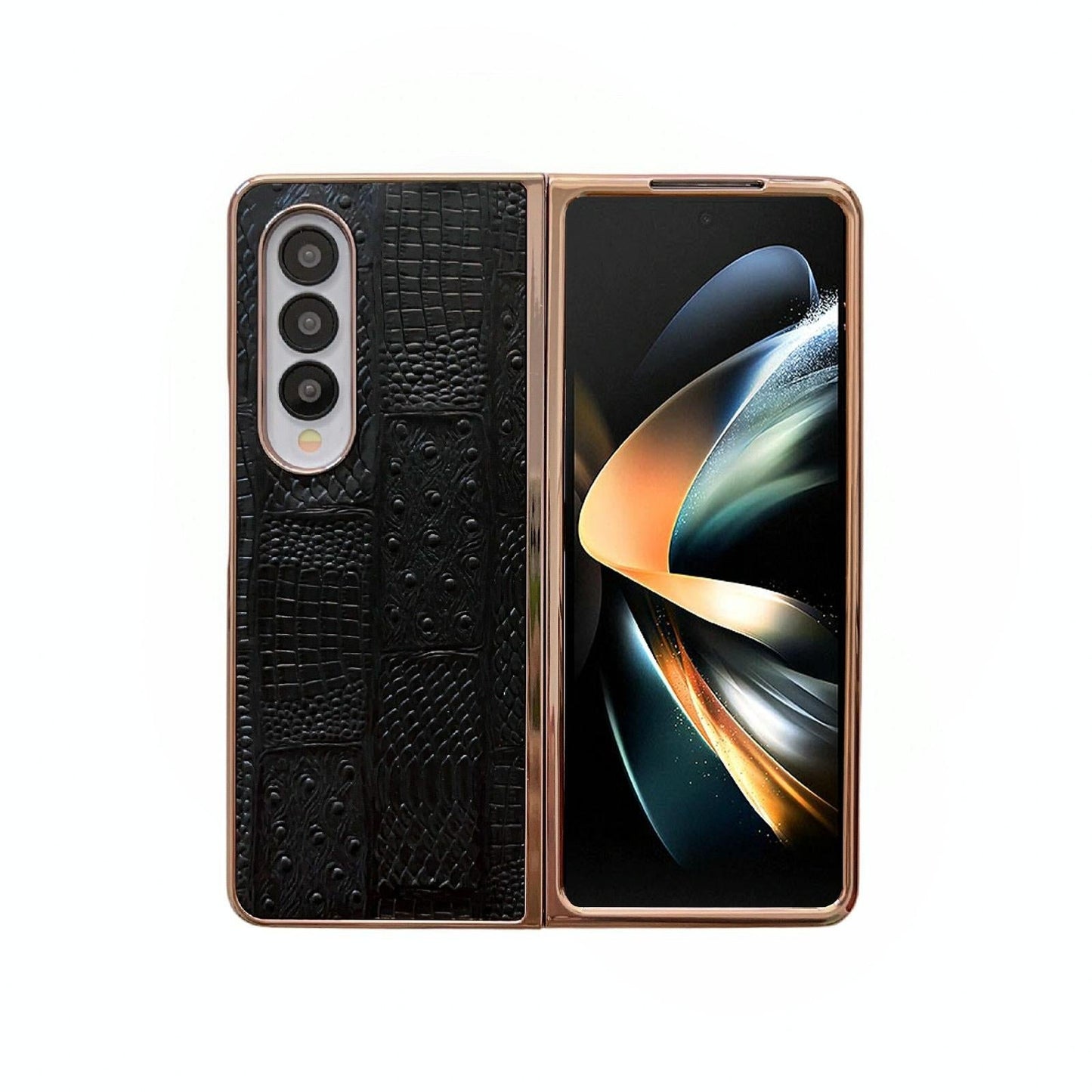 For Samsung Galaxy Z Fold4 5G Leather Mahjong Phone Case - Electroplated - Blue