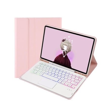 Bluetooth Keyboard Leather Tablet Case For Ipad 10.2 / 10.5 / Air 2019 With Touch Pad & Backlight - Sky Blue
