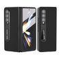Leather Phone Case with Holder for Samsung Galaxy z Fold 4 / 5g - Wave Design - Black