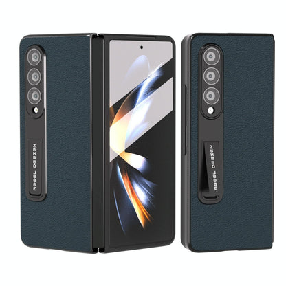 Leather Phone Case with Holder for Samsung Galaxy z Fold 4 / 5g - Wave Design - Black